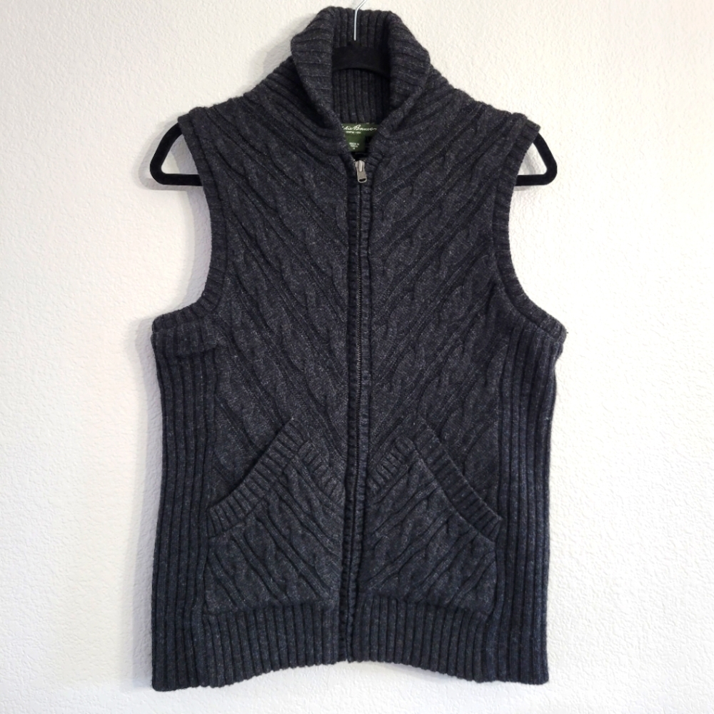 Eddie Bauer Insulated Lined Wool Nylon Sweater Vest Size Medium